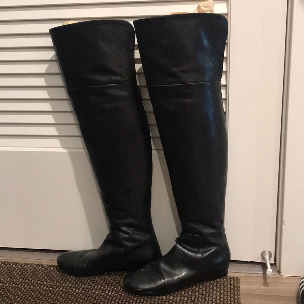 Vera Wang Lavendar OTK Black leather boots 36.5